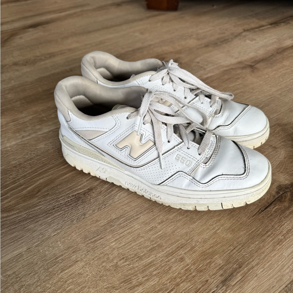 New Balance 550 tan and white
